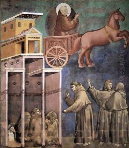 Legend of St Francis- 8. Vision of the Flaming Chariot 1297-99 by Giotto Di Bondone