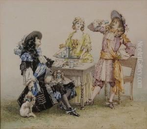 King Charles Ii And The Chocolate Girl, 1915, Inscribed Verso by Percy Thomas Macquoid