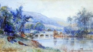 Cattle Grazing By The Riverside by John Mcintosh Madden