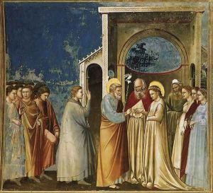 No. 11 Scenes from the Life of the Virgin- 5. Marriage of the Virgin 1304-06 by Giotto Di Bondone