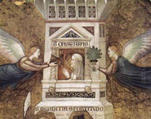 Franciscan Allegories- Allegory of Chastity (detail 1) c. 1330 by Giotto Di Bondone
