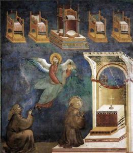 Legend of St Francis- 9. Vision of the Thrones 1297-99 by Giotto Di Bondone