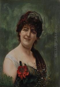 Gentildonna In Veste Di Flora by Adrien Jean Madyol Madiol