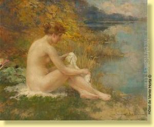 Jeunebaigneuse Nue Au Bord De L'etang Jeunebaigneuse Nue Au Bord De L'etang