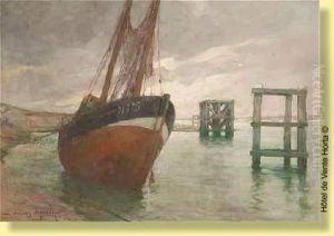 Bateau De Peche A Maree Basse A Nieuport by Jacques, Jakob Madiol
