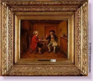 Deux Hommes En Conversation A L'auberge by Jean-Baptiste Madou