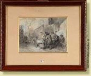 Cour D'auberge Animee by Jean-Baptiste Madou