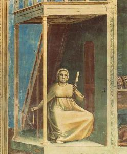 No. 3 Scenes from the Life of Joachim- 3. Annunciation to St Anne (detail) 1304 by Giotto Di Bondone