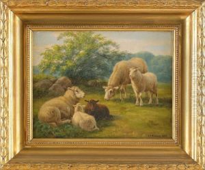Landskap Med Far, Signerad A.p. Madsen 1878 by Andreas Peter Madsen
