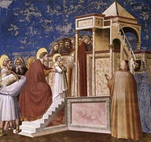 No. 8 Scenes from the Life of the Virgin- 2. Presentation of the Virgin in the Temple 1304 by Giotto Di Bondone