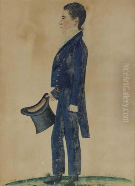 Portrait Of A Young Man In A Blue Suit - view 1