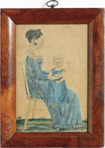 Portrait Of A Dark-haired Young 
Woman Seated In A Paint-decorated Bamboo-turned Side Chair With A Child 
In Her Lap by Jacob Maentel