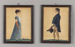 A Pair Of Portraits Of Elizabeth Culp Bixler And Joseph Bixler, Pennsylvania, Circa 1820 by Jacob Maentel