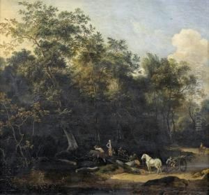Waldlandschaft Mit Holzarbeitern