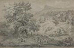 Bandits Ambushing A Coach; Horsemen In A Pastoral Landscape