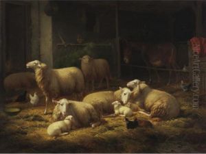 Sheep In A Barn