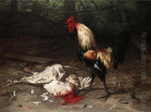 The Cock Fight by Eugene Remy Maes
