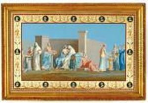 Classical Figures Within A Stylised Border by Michaelangelo Maestri