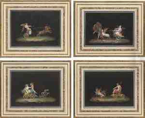 Amor Magnanimo; Amor Geloso; Cerere; And Tiofo Di Plutone, A Set Of 4 Gouaches - view 1