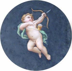 Study Of A Putto With Bow And Arrow; Study Of Putto With Olive Branch by Michaelangelo Maestri