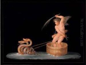 Cupidon Sur Son Char Tire Par Deux Dragons