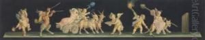 Putti Driving A Chariot Drawn By Goats by Michaelangelo Maestri