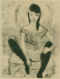 Madchen In Schwarzen Strumpfen 1939 by Emil Maetzel