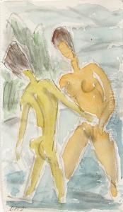 Zwei Madchen Am Wasser by Dorothea Maetzel-Johannsen