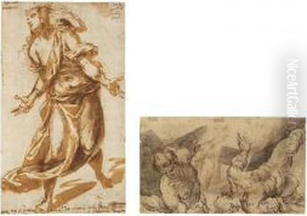 A Loosely Draped Female Figure, With Hands Extended - view 1