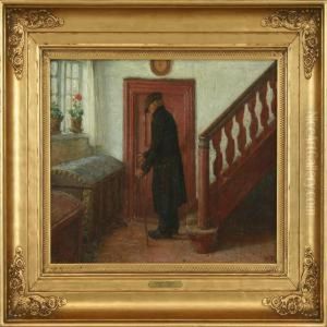 Interior With A Man By A Door by Valdemar Magaard