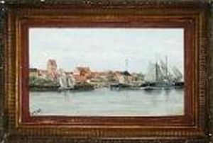 A Harbour Scenery From Egernsund Town, Denmark by Valdemar Magaard