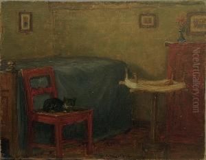 A Cat Asleep On A Chair by Valdemar Magaard