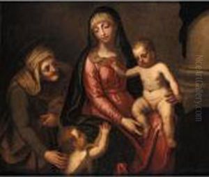 The Madonna And Child With The Infant Saint John The Baptist And Saint Anne by Alessandro Maganza