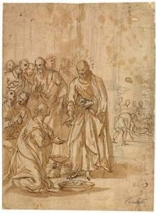 Jesus With His Disciples In The Town Of Nain (luke, 7, 11 Ff.) by Alessandro Maganza