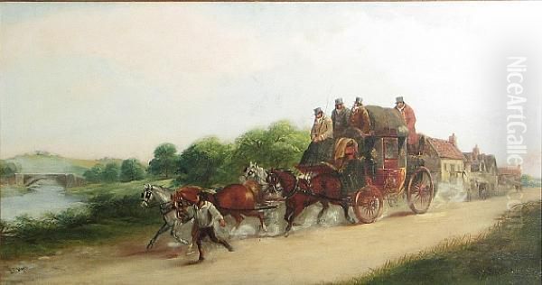 A Coach And Four Leaving An Inn - view 1