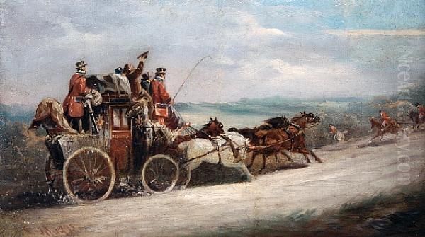A Coach And Four With A Hunt Passing Beforethem - view 1