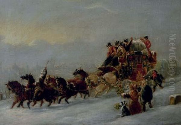 Travelling On A Winter's Day; And A Companion Painting - view 1