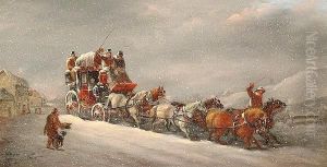 A Winter Coaching Scene. by John Charles Maggs