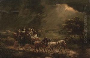 A Stage Coach And Four On A Stormy Night