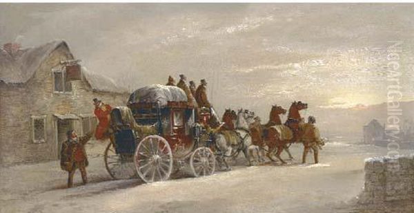 The London To Manchester Mail Coach Outside The Sun Inn - view 1
