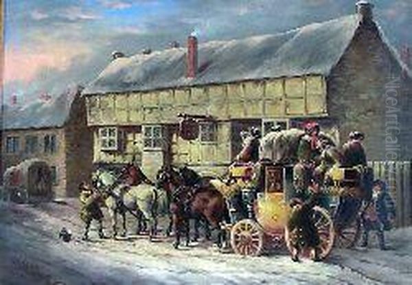 The Bath To Bristol Coach At The George Inn In The Snow - view 1