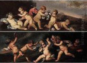 Landscapes With Putti Disporting by Stefano Magnasco