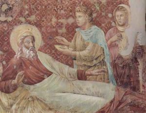 Isaac, Esau back by Giotto Di Bondone