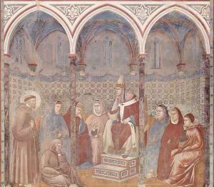 The sermon in front of the St. Francis Pope Honorius III by Giotto Di Bondone