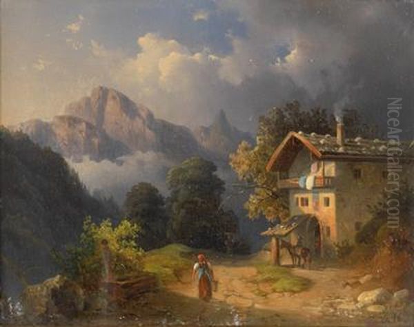 Gewitterstimmung Im Hoch -gebirge Figuralstaffiert - view 1