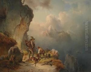 Gamsjagd Im Hochgebirge by Edmund Mahlknecht