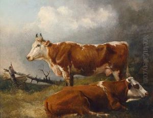 /attributed Kuhe In Einer Landschaft by Edmund Mahlknecht