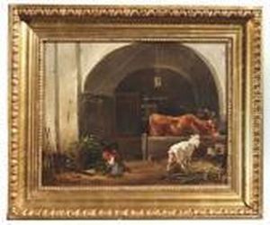 Stable Interior With A Kneeling Maidservant