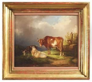 Rural Landscape With Animals At A Font Rural Landscape With Animals At A Font