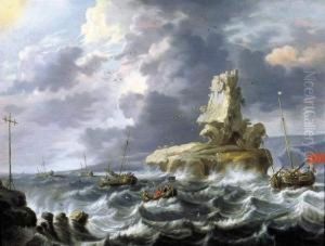 Vissersboten Bij Rotskunst